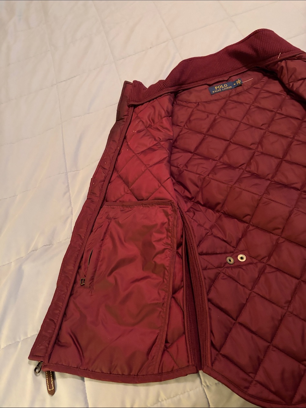 Ralph Lauren polo Quilted Crest Jacket in Burgundy new size M - Picture 7 of 8